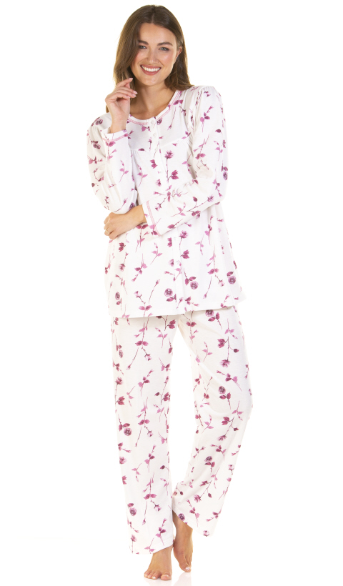 La Marquise Cuddleknit Two Flowers Long Sleeve Pyjama